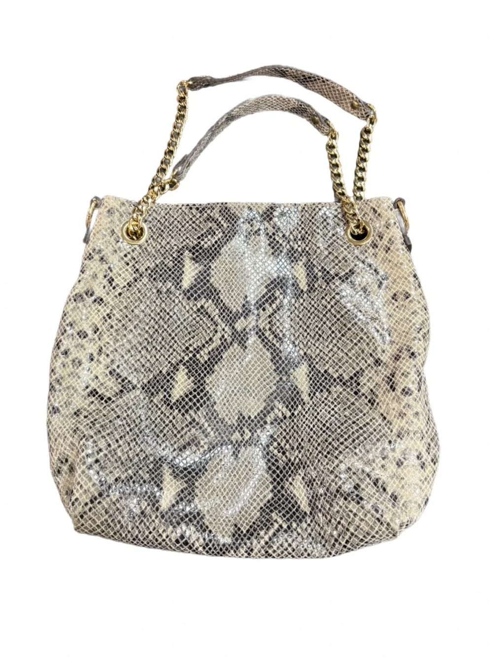 Michael Kors ID Chain Python Embossed 2007 Leather Hobo Vintage Y2K Excellent